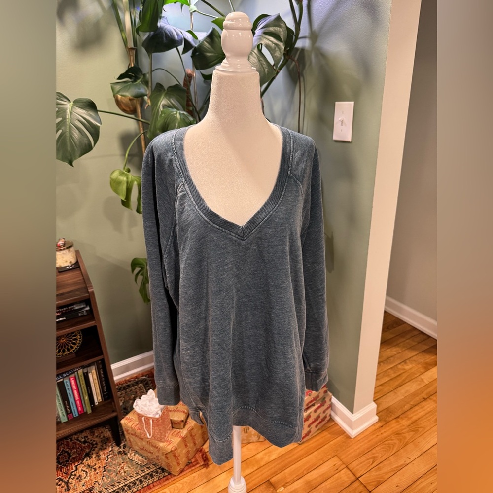 Jane + Delaney Super Soft Blue V-Neck Sweater